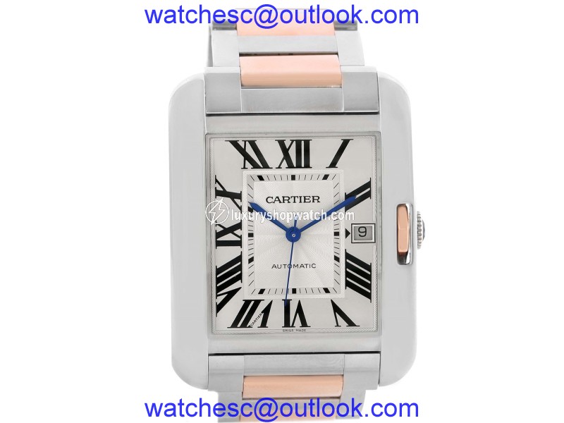Cartier Tank Anglaise XL W5310006 Stainless Steel & 18K Rose Gold Automatic 36.2mm Mens Watch Cartier
