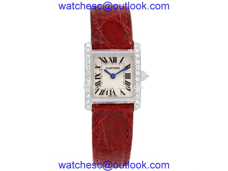 Cartier Tank Francaise WE100231 18K White Gold and Diamond 20mm Womens Watch Cartier