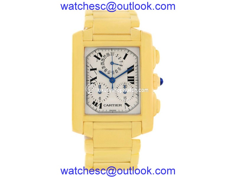 Cartier Tank Francaise W50005R2 18K Yellow Gold Quartz 28mm Mens Watch Cartier