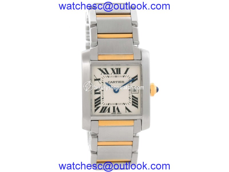 Cartier Tank Francaise W51012Q4 Stainless Steel & 18K Yellow Gold Quartz 25mm Womens Watch Cartier