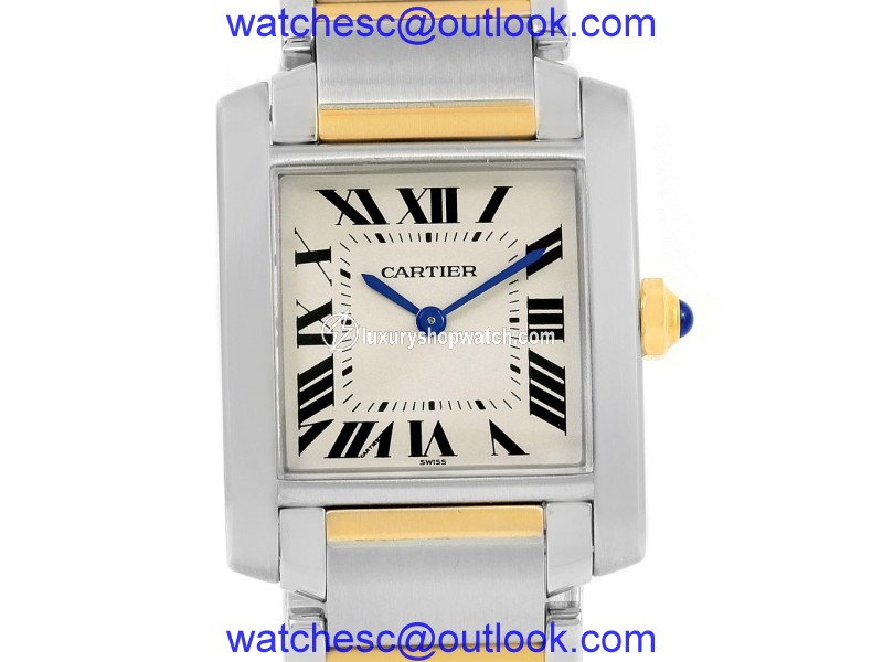 Cartier Tank Francaise W2TA0003 Stainless Steel 18K Gold Quartz 22mm Womens Watch Cartier