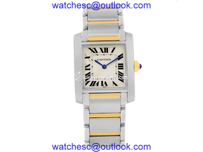 Cartier Tank Francaise W2TA0003 Stainless Steel & 18K Yellow Gold 25mm Womens Watch Cartier