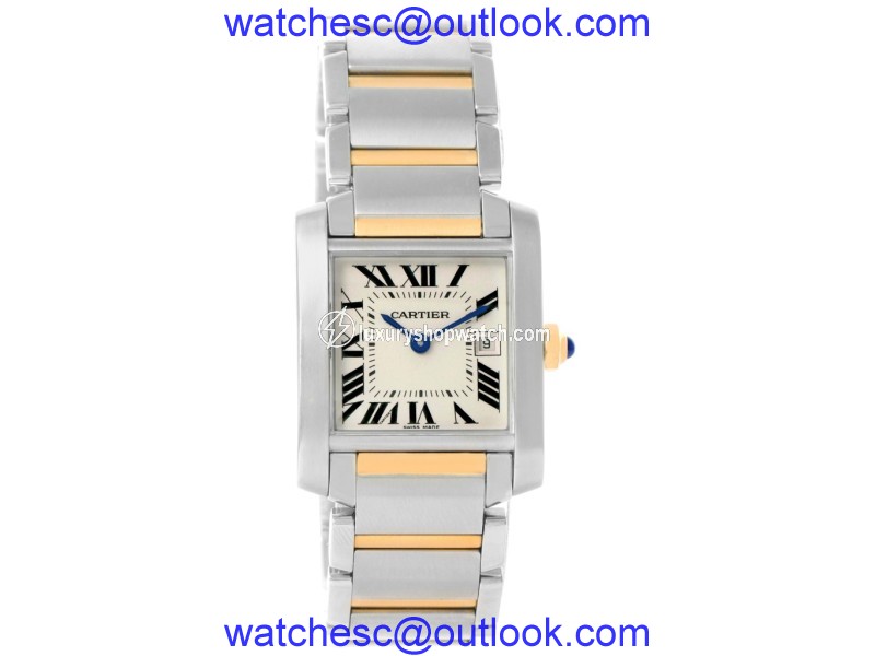Cartier Tank Francaise W51012Q4 Stainless Steel and Yellow Gold 30mm Quartz Women Watch Cartier