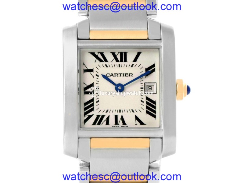 Cartier Tank Francaise W51012Q4 Stainless Steel & 18K Yellow Gold Quartz 25mm Womens Watch Cartier