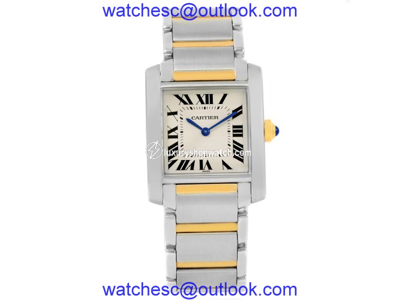 Cartier Tank Francaise W2TA0003 Stainless Steel & 18K Yellow Gold 25mm Womens Watch Cartier