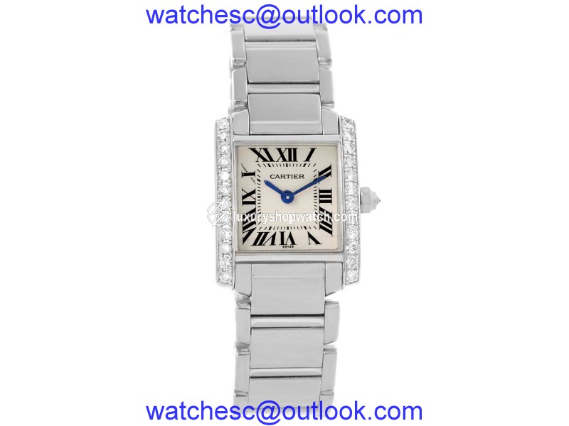 Cartier Tank Francaise WE1002S3 18K White Gold & Diamond 20mm Womens Watch Cartier