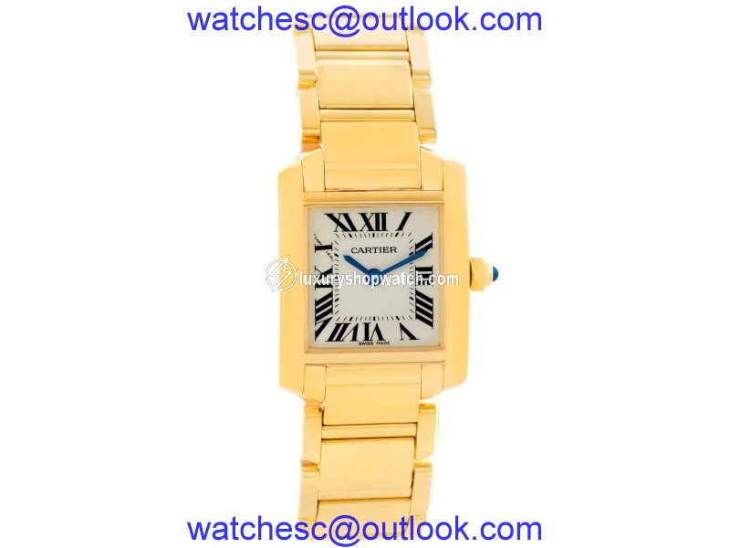 Cartier Tank Francaise W50002N2 Yellow Gold Silver Dial 20mm Womens Watch Cartier