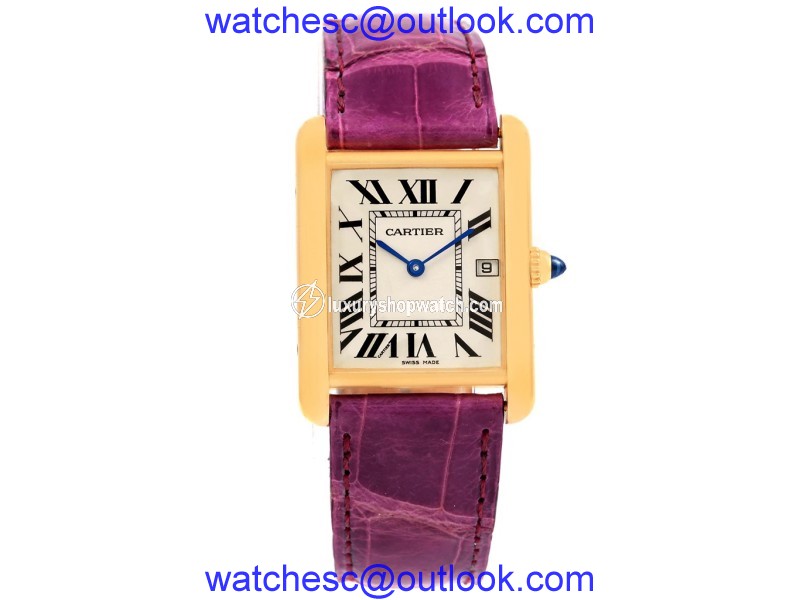 Cartier Tank Louis W1529756 18K Yellow Gold Violet Strap 25mm Unisex Watch Cartier