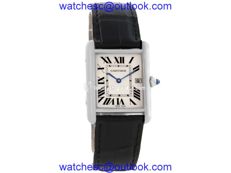 Cartier Tank Louis W1540956 18K White Gold & Leather Strap Quartz 25mm Unisex Watch Cartier