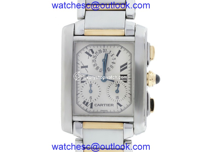 Cartier Tank Francaise 2303 Two Tone White Roman Dial 28mm Womens Watch Cartier