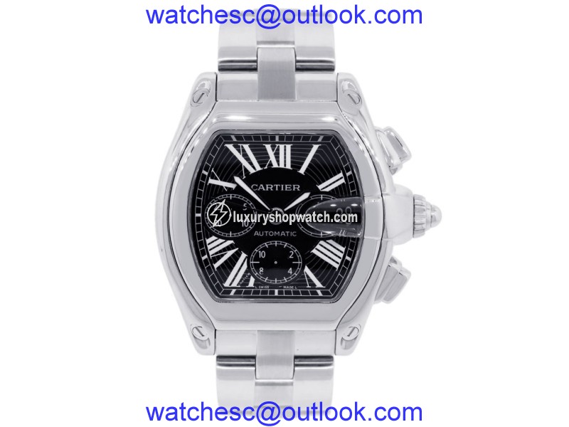 Cartier Roadster XL 2618 Stainless Steel Black Chronograph Dial 43mm Mens Watch Cartier