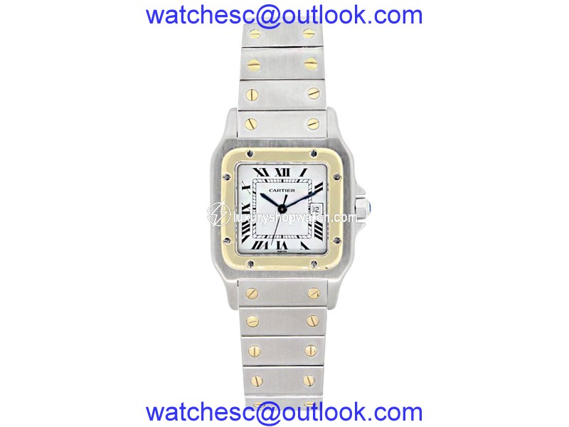 Cartier Santos 1567 Two-Tone Stainless Steel and 18K Yellow Gold White Dial 29mm Womens Watch Cartier