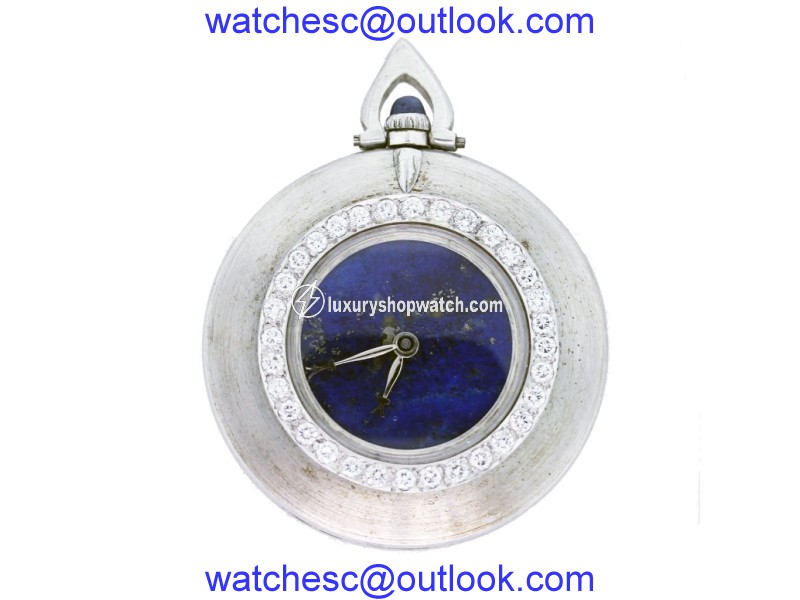 Cartier 18K White Gold Lapis Lazuli Dial 40mm Unisex Pocket Watch Cartier