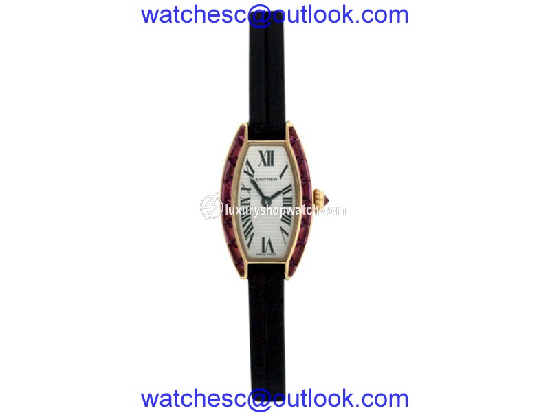 Cartier 18K Yellow Gold & Pink Sapphires Womens Watch Cartier