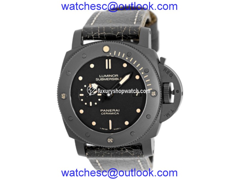 Panerai PAM 508 Luminor Submersible Ceramic & Leather Automatic 47mm Mens Watch Panerai