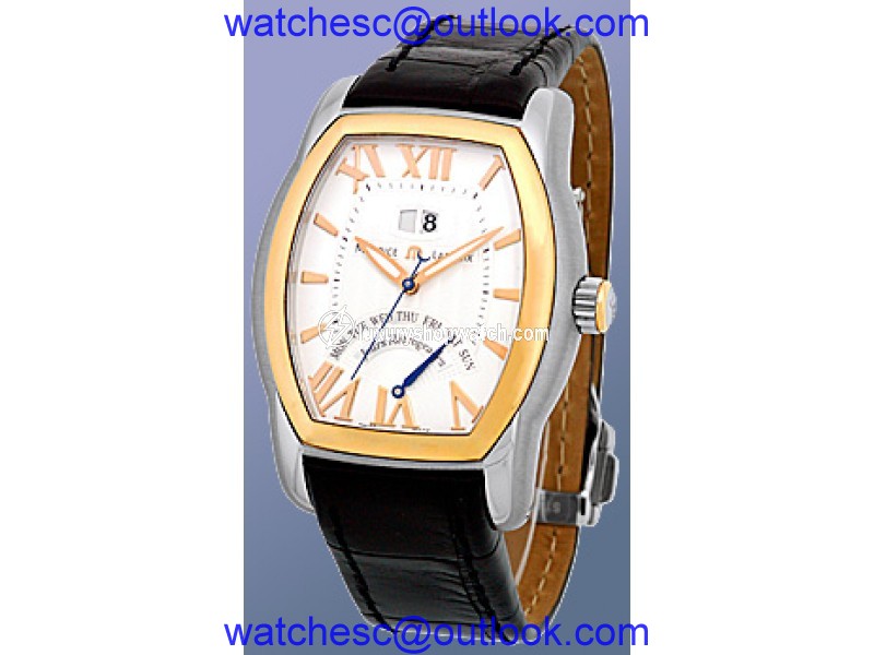 Maurice LaCroix Jours Retrogrades Tonneau Stainless Steel & 18K Rose Gold Strap Mens Watch