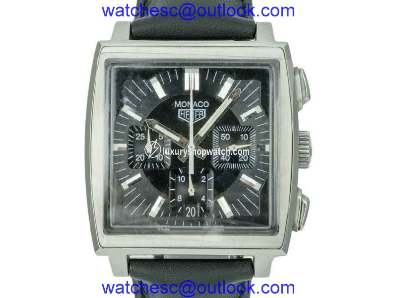 Tag Heuer Monaco Chronograph Stainless Steel Leather 38mm Mens Watch Tag Heuer