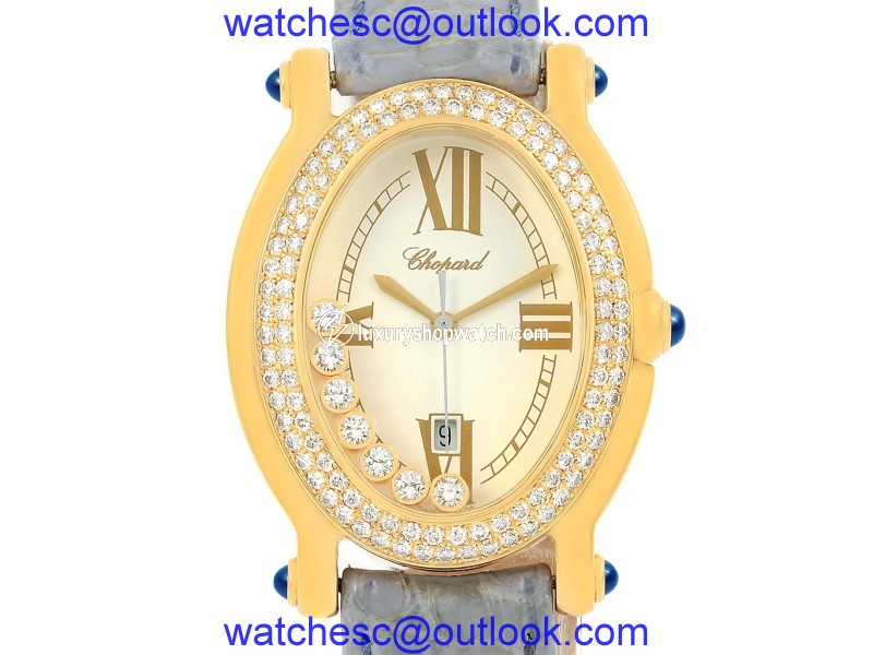 Chopard Happy 27/7012-23 18K Yellow Gold 30mm Womens Watch Chopard