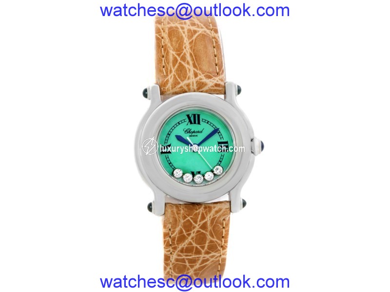 Chopard Happy Sport 27/8245-23 Stainless Steel & Leather Green Mother Pearl Dial 26mm Womens Watch Chopard