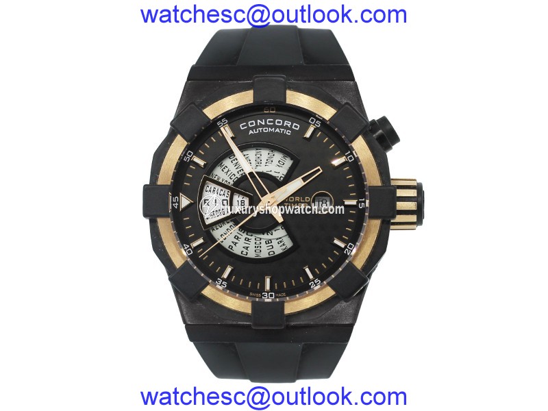 Concord C1 World Timer 01.6.78.1016 Stainless Steel / Rubber Automatic 47mm Mens Watch Concord