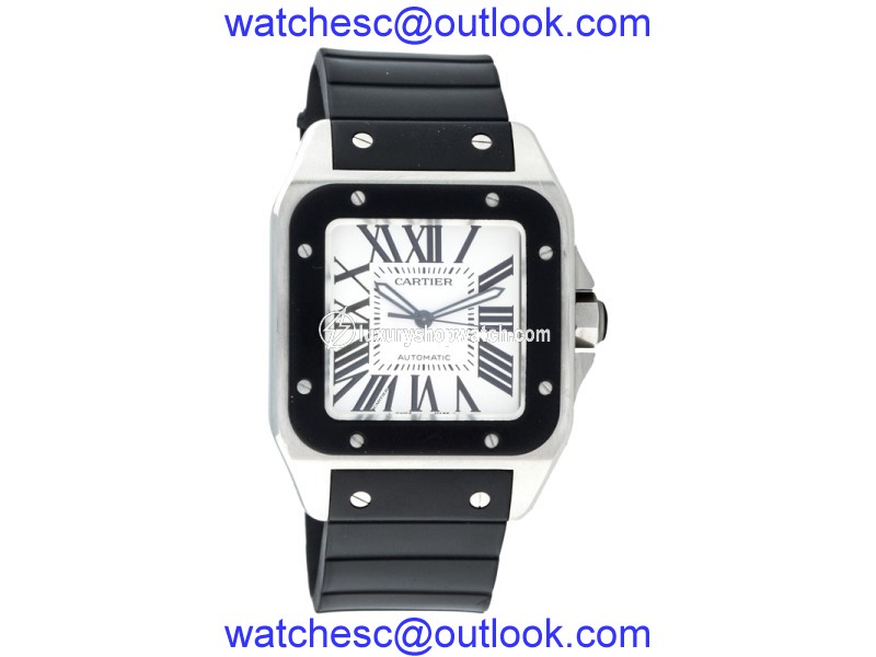 Cartier Santos 100 XL Stainless Steel and Black Rubber 51mm Watch Cartier