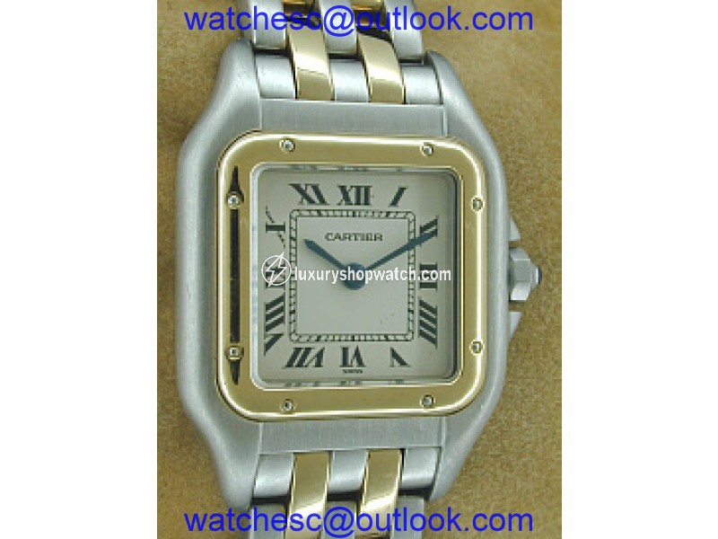 Cartier 2-Row Panther Stainless Steel & 18K Yellow Gold Womens Watch Cartier