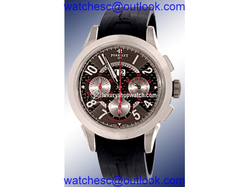 Perrelet TI Collection Big Date Chronograph Titanium Mens Strap Watch Perrelet