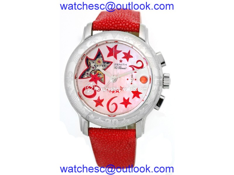 Zenith Stainless Steel "Sea Star Open Chronograph" Strapwatch