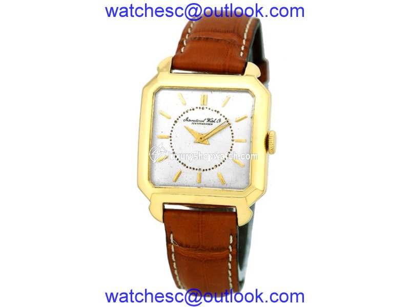 IWC Tank 18K Yellow Gold & Leather Automatic Vintage 32mm Mens Watch IWC