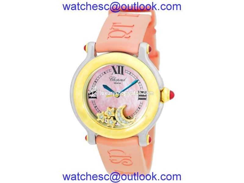 Chopard Happy Sport Moon & Stars 18K Yellow Gold and Stainless Steel Diamond Mens Watch Chopard