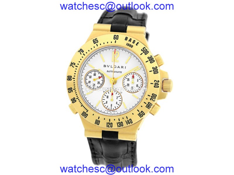 Bulgari Diagono Pro Terra Rattrapante Chronograph 18K Yellow Gold Strap Mens Watch Bulgari
