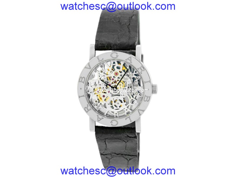 Bulgari Skeleton 18K White Gold Strap Mens Watch Bulgari