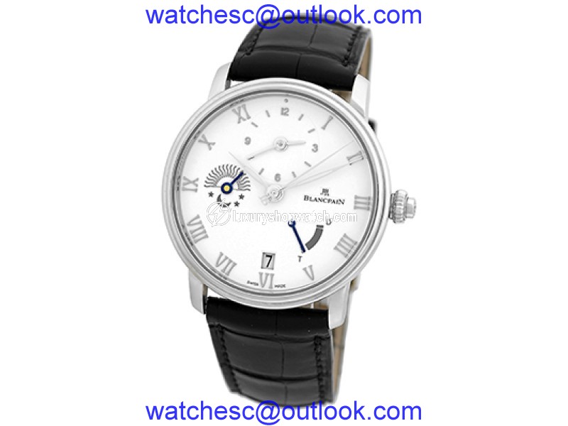 Blancpain Villeret Half Timezone Stainless Steel Mens Strap Watch Blancpain