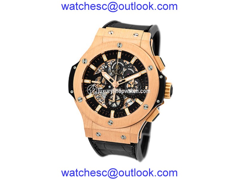 Hublot "Big Bang Aero Bang Skeleton Chronograph 18K Rose Gold " Strapwatch 44mm Mens Watch Hublot