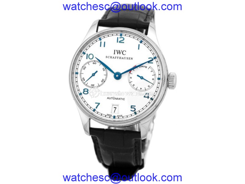 IWC "Portuguese 7 Day" IW5001-07 Stainless Steel & Leather Automatic 42mm Mens Watch IWC