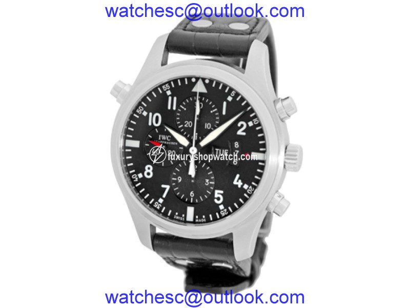 IWC "Pilot" Double Split Second Stainless Steel Chronograph Automatic Strap Watch IWC
