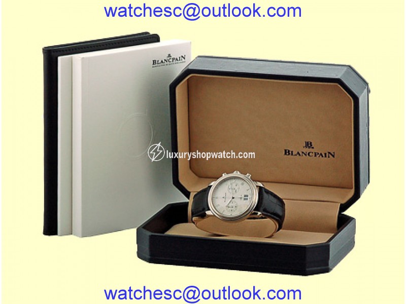 Blancpain Villeret Chronograph 18K White Gold Mens Strap Watch Blancpain