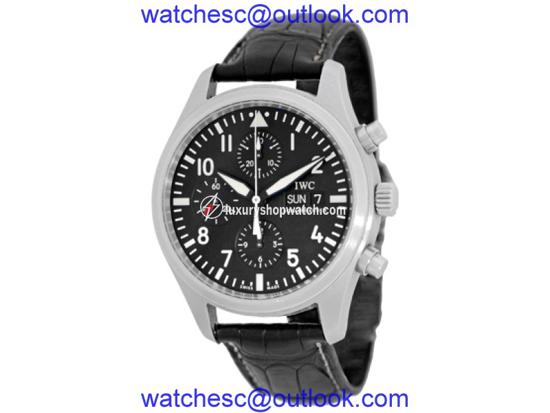 IWC "Classic Pilot" Stainless Steel Automatic Chronograph Strapwatch Mens Watch. IWC