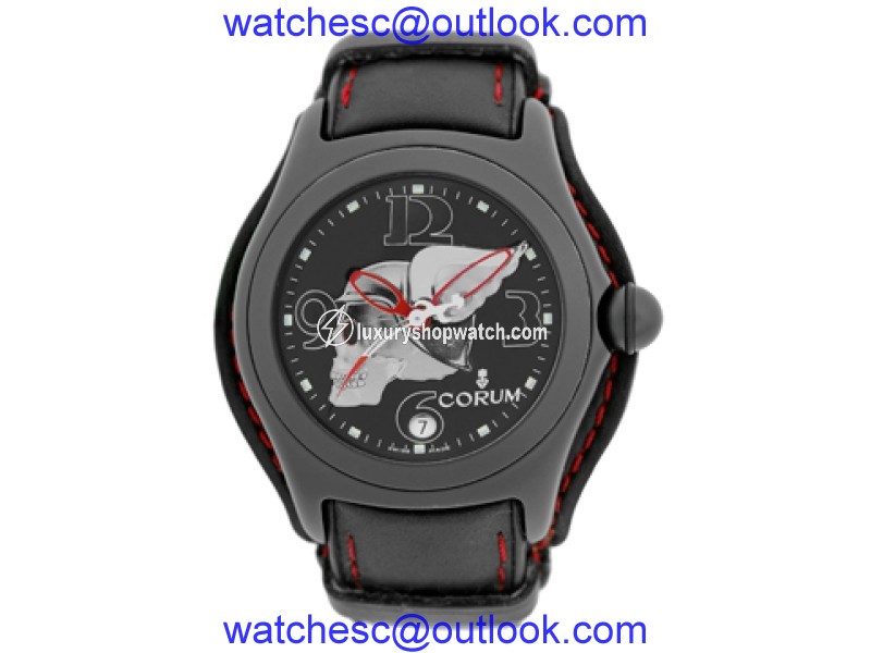 Corum Bubble Night Flyer Black PVD Stainless Steel Automatic Mens Strap Watch Corum