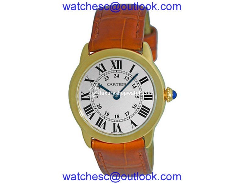 Cartier Ronde Solo De Cartier W6700355 18K Yellow Gold & Leather Quartz 29.5mm Womens Watch Cartier