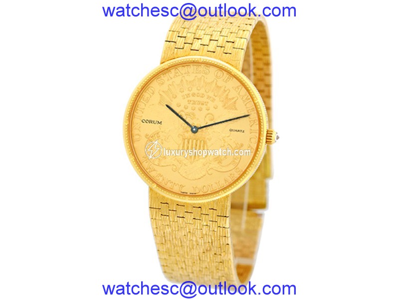 Corum "1877" 18K Yellow Gold U.S. $20 Coin Quartz 35mm Mens Watch Corum