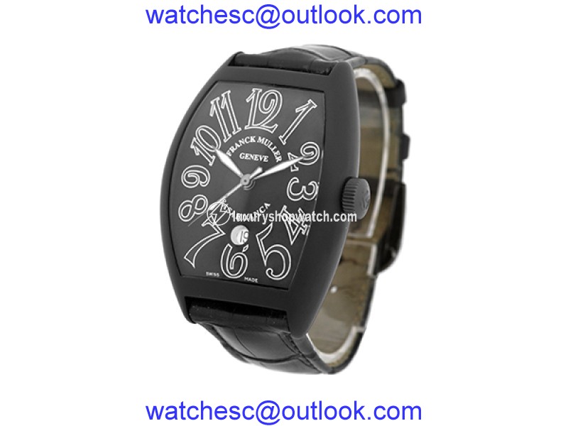 Franck Muller "Casablanca" 8880 PVD Stainless Steel & Leather Automatic 39mm Mens Watch Franck Muller