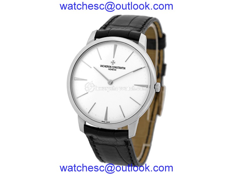 Vacheron Constantin "Patrimony Grand Taille" 18K White Gold & Leather 40mm Mens Watch Vacheron Constantin