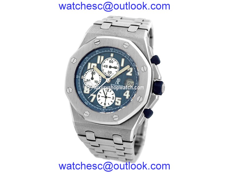 Audemars Piguet "Royal Oak Offshore" Stainless Steel Blue Dial Automatic 44mm Mens Watch Audemars Piguet