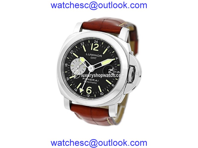 Panerai "Luminor GMT" PAM00088 Stainless Steel & Leather Automatic 44mm Mens Watch Panerai