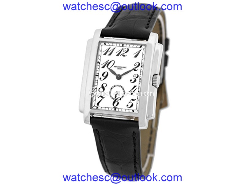 Patek Philippe 5024-G "Gondolo" 18K White Gold & Leather 30mm Mens Watch Patek Philippe