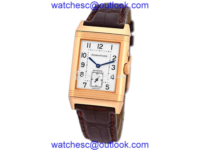 Jaeger LeCoultre Reverso Duo 270.2.54 18K Rose Gold & Leather 26mm Manual Mens Watch Jaeger LeCoultre