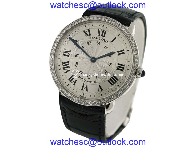 Cartier Ronde Louis WR000251 18K White Gold with Diamond Bezel 34mm Unisex Watch Cartier