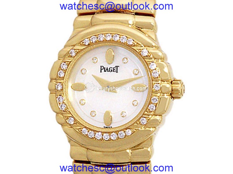 Piaget Tanagra GOA23018 18K Yellow Gold wDiamond Mother-of-Pearl Dial Quartz 21mm Womens Watch Piaget