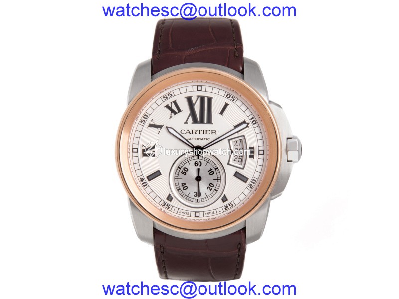 Cartier Calibre Stainless Steel & 18K Rose Gold 42mm Mens Watch Cartier